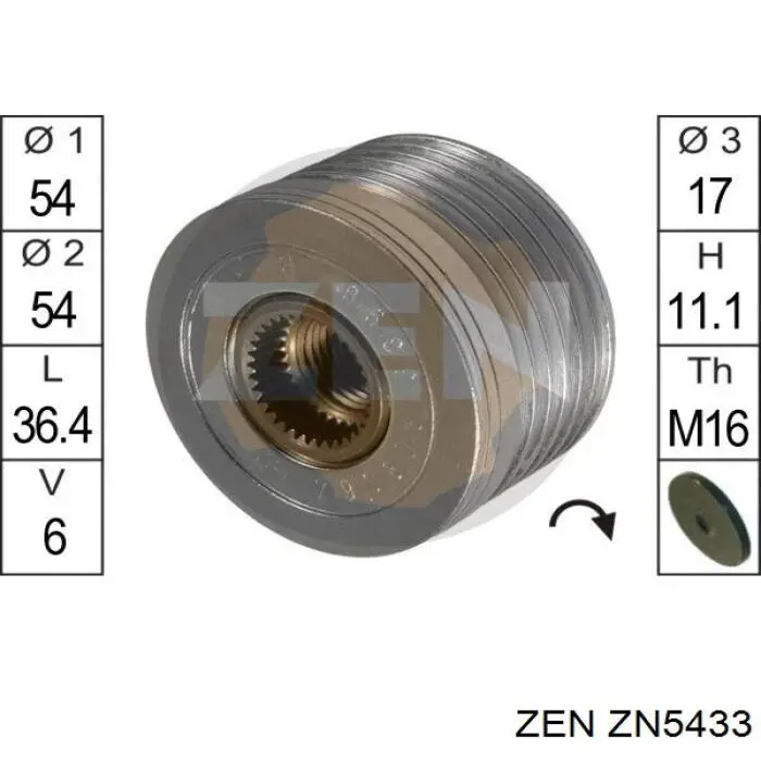 Купити ZN5433 ZEN Шків генератора