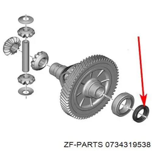 Сальник піввісі переднього моста, лівої 0734319538 ZF Parts