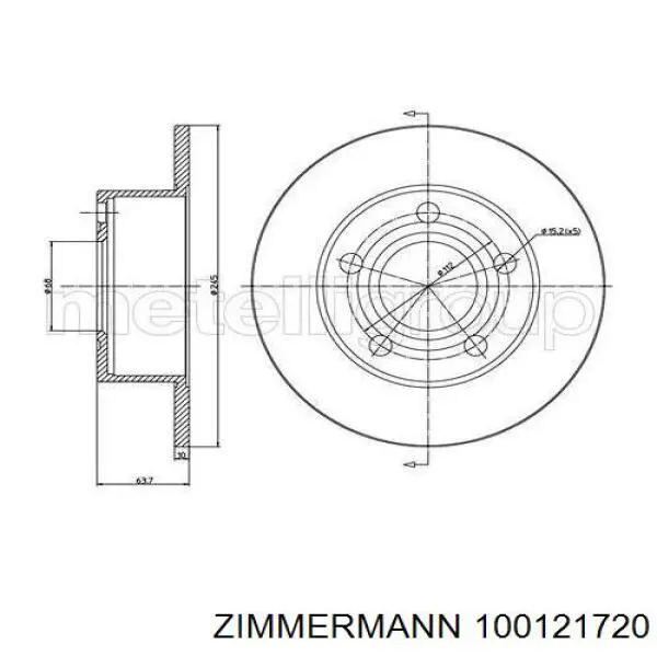 Купити 100121720 Zimmermann Диск заднього гальма