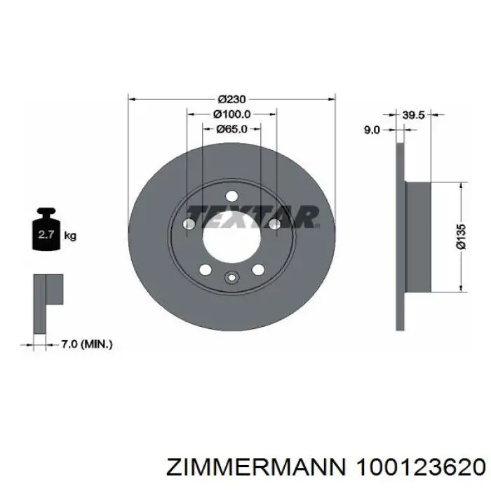 100123620 Zimmermann диск гальмівний задній