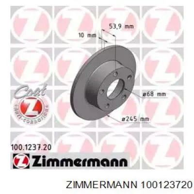 100123720 Zimmermann диск гальмівний задній