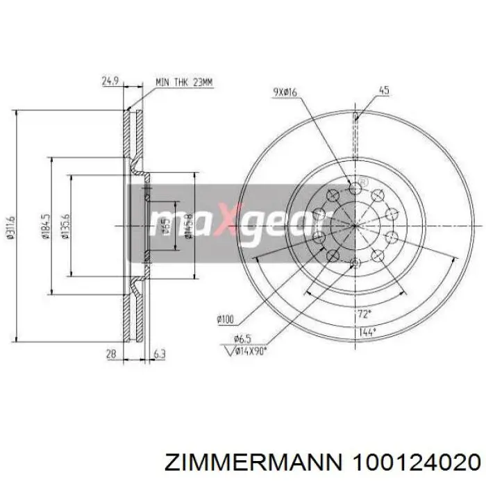 Гальмівні диски передні 100124020 Zimmermann
