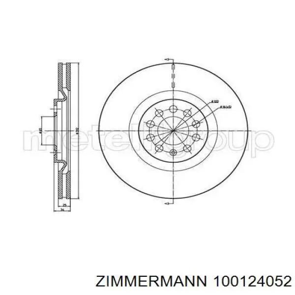100124052 Zimmermann Гальмо дискове переднє