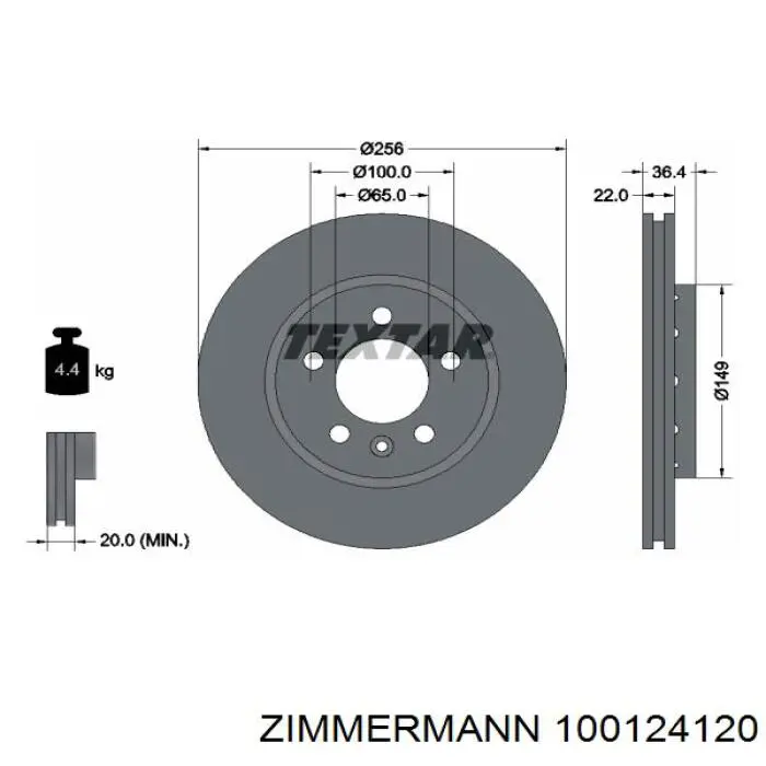 Задні дискові гальма Zimmermann 100124120 ціна, від 29.85 USD