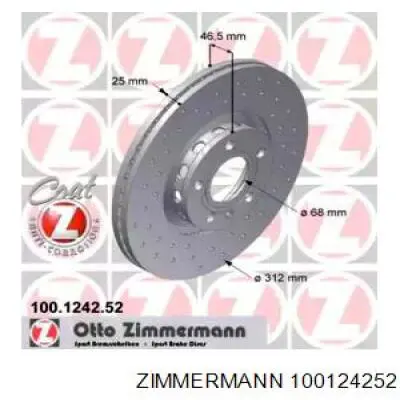 Купити 100124252 Zimmermann Ротор гальмівний