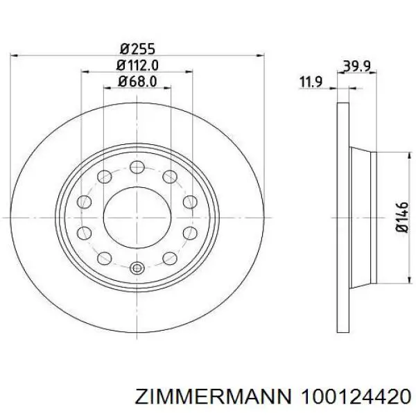 Купити 100124420 Zimmermann Диск заднього гальма