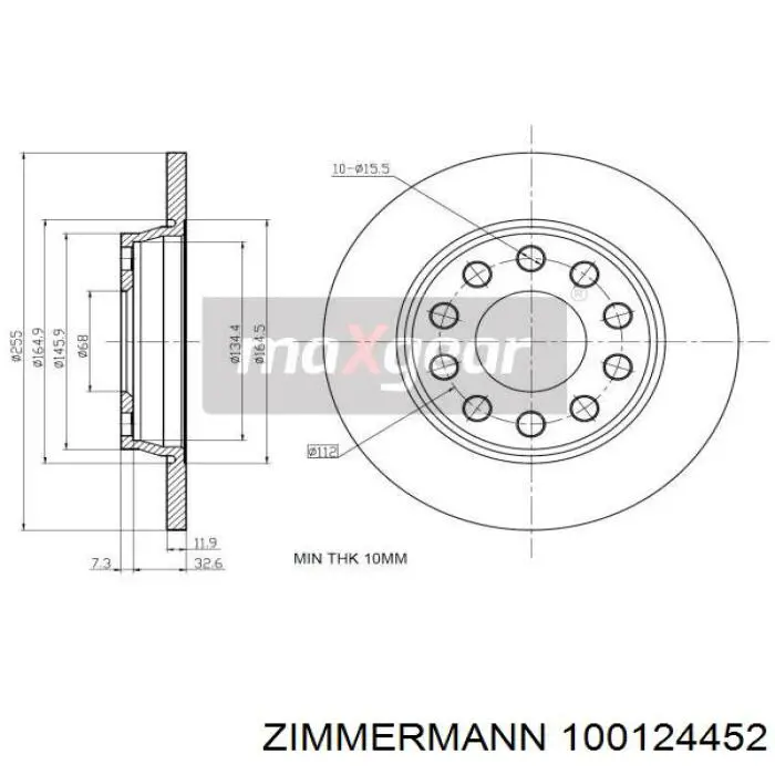 Задні дискові гальма Zimmermann 100124452 ціна, від 25.71 USD