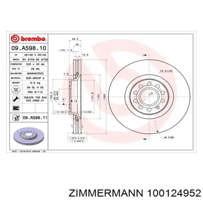 Купити 100124952 Zimmermann Ротор гальмівний