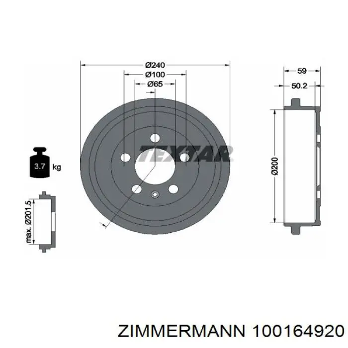 Барабан гальмівний задній Zimmermann 100164920 ціна, від 24.13 USD