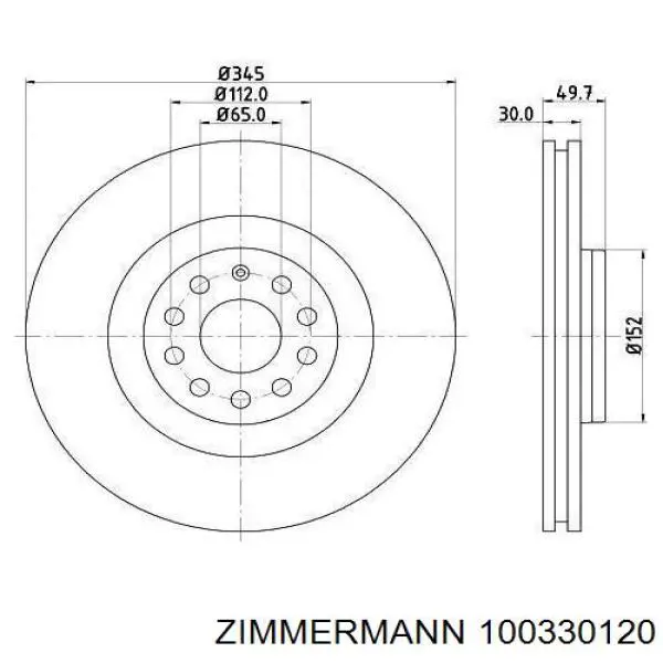 Купити 100330120 Zimmermann Ротор гальмівний