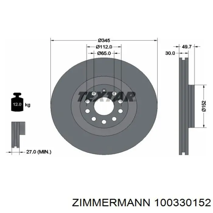 Купити 100330152 Zimmermann Ротор гальмівний