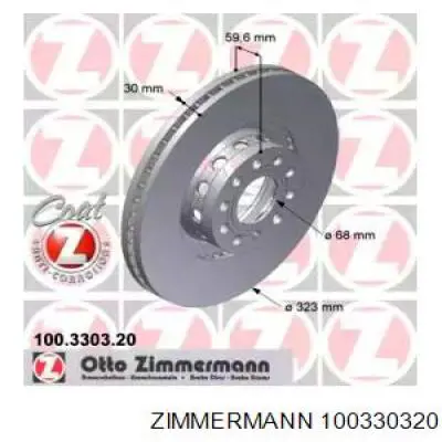 Диск переднього гальма Zimmermann 100330320 ціна, від 72.82 USD