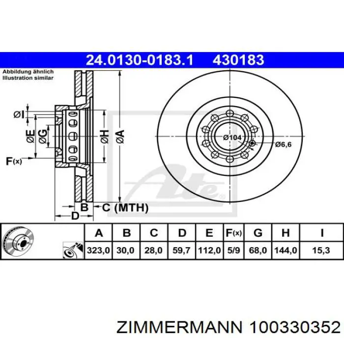 Купити 100330352 Zimmermann Ротор гальмівний