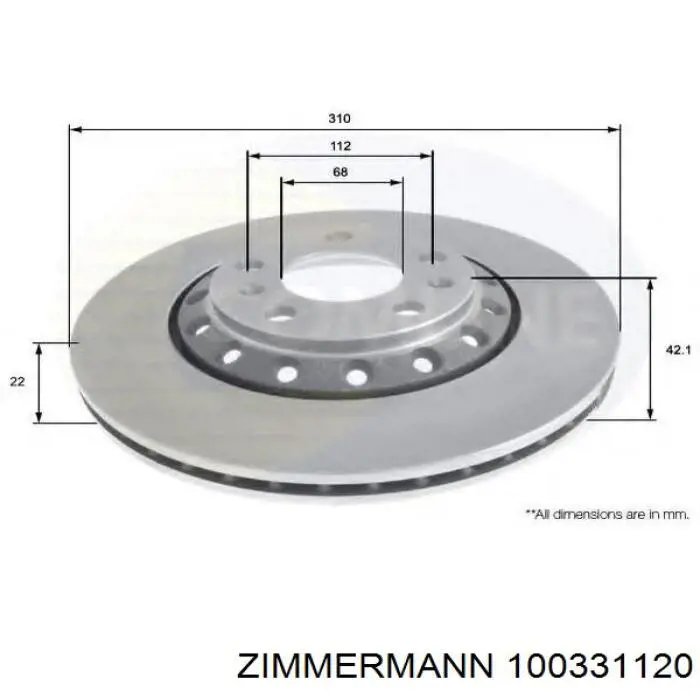 Задні дискові гальма Zimmermann 100331120 ціна, від 58.75 USD