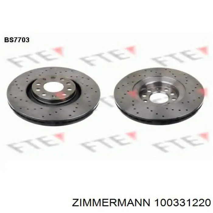 Диск переднього гальма Zimmermann 100331220 ціна, від 61.52 USD