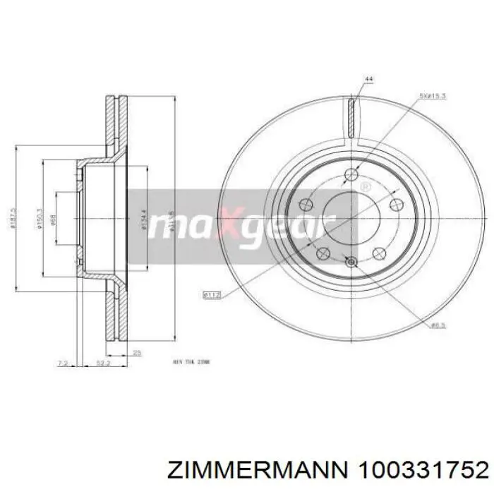 Гальмівні диски передні 100331752 Zimmermann
