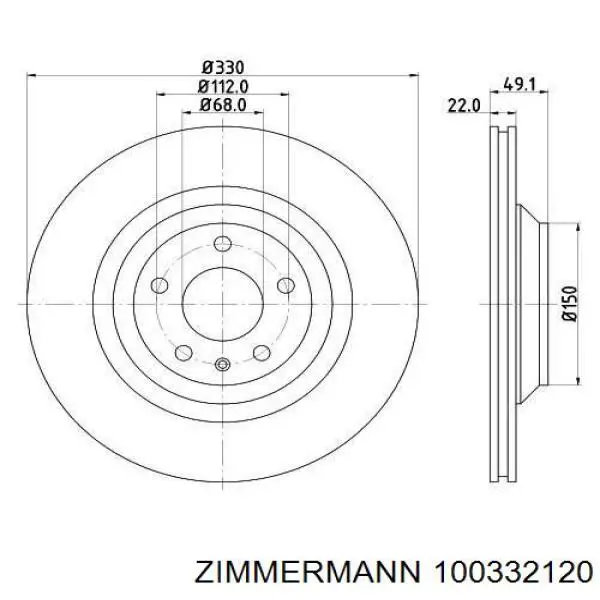 Диск гальмівний задній Zimmermann 100332120