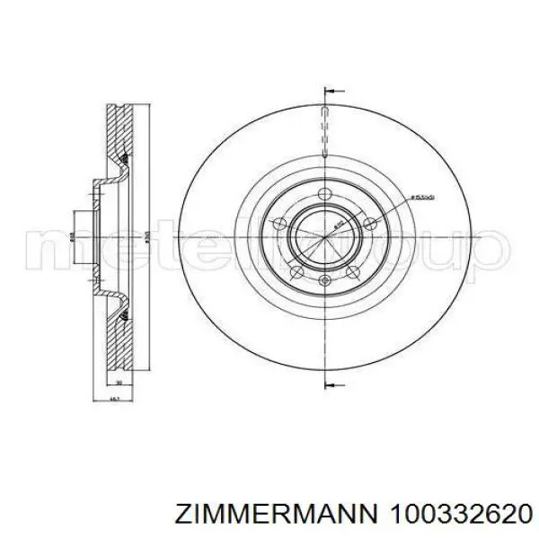 Диск гальмівний передній Zimmermann 100332620