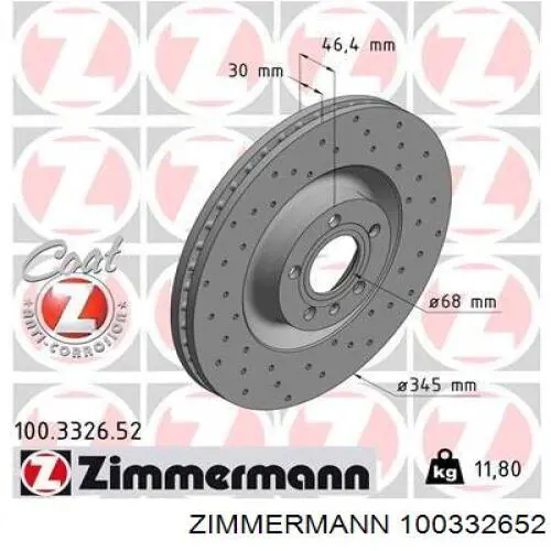 100332652 Zimmermann диск гальмівний передній