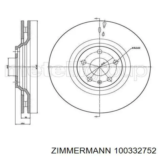Диск гальмівний передній Zimmermann 100332752