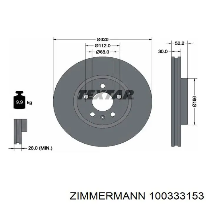 Купити 100333153 Zimmermann Ротор гальмівний