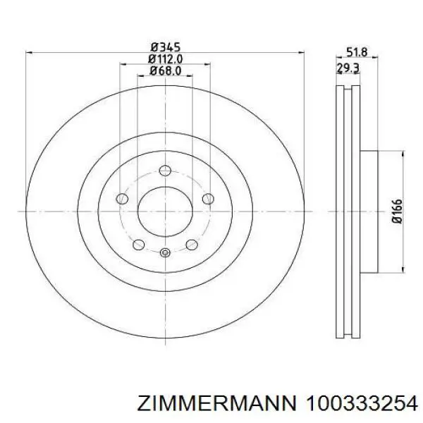 Гальмівні диски передні 100333254 Zimmermann