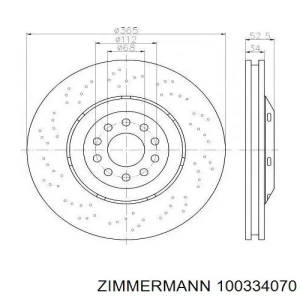 Диск переднього гальма Zimmermann 100334070 ціна, від 359.23 USD