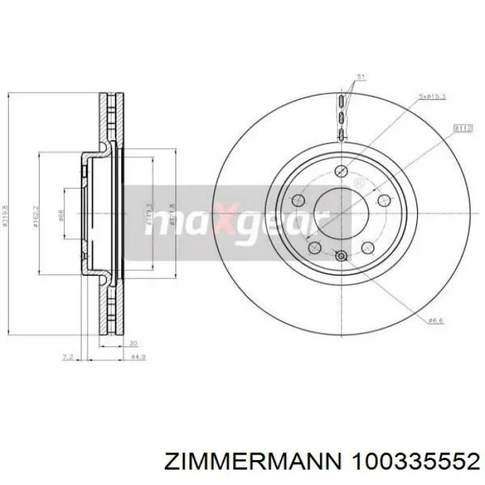 100335552 Zimmermann Гальмо дискове переднє
