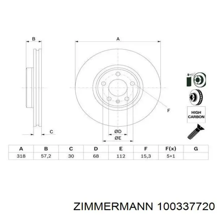 100337720 Zimmermann Гальмо дискове переднє