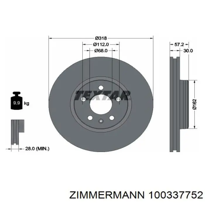 100337752 Zimmermann Гальмо дискове переднє