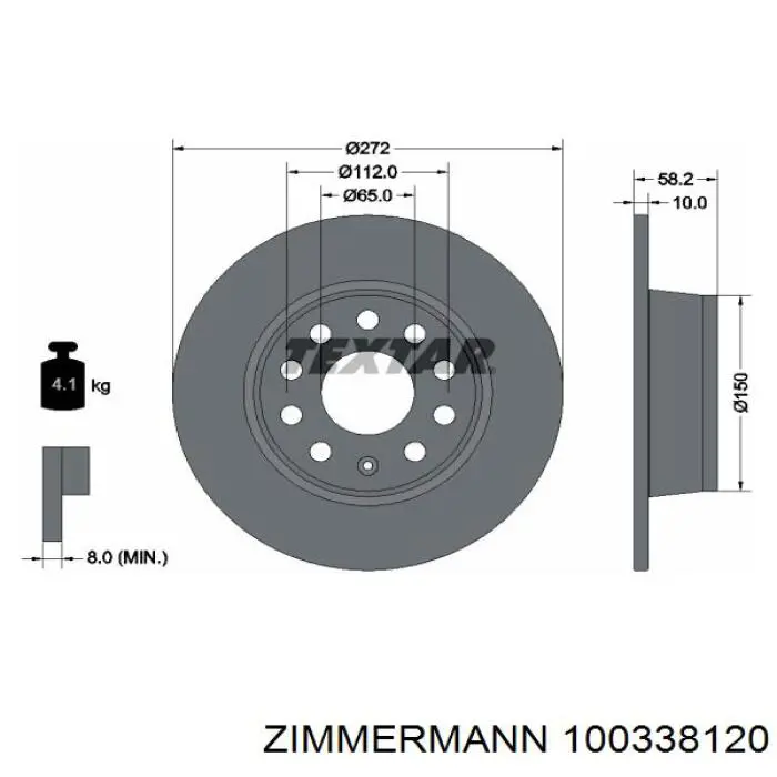 100338120 Zimmermann диск гальмівний задній