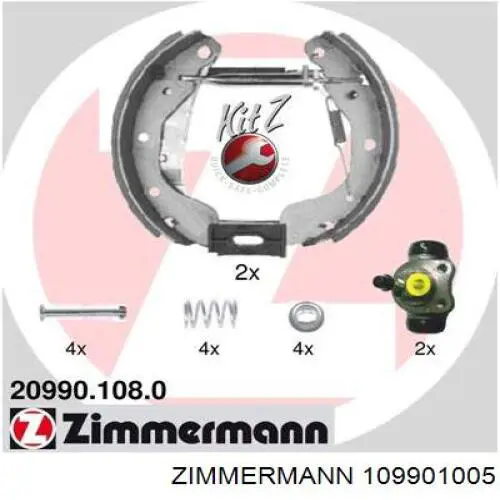 109901005 Zimmermann колодки гальмові задні, барабанні