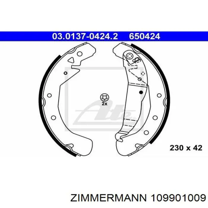 Купити 109901009 Zimmermann Колодки гальмові задні, барабанні
