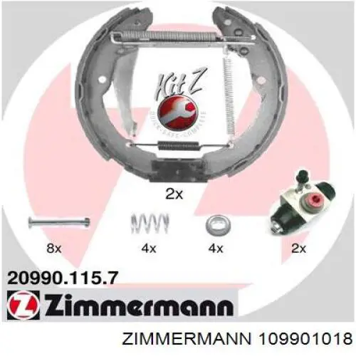 Колодки гальмові задні, барабанні Zimmermann 109901018 ціна, від 26.23 USD