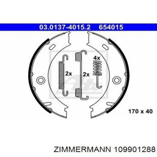 Колодки ручника / стоянкового гальма Zimmermann 109901288 ціна, від 14.35 USD