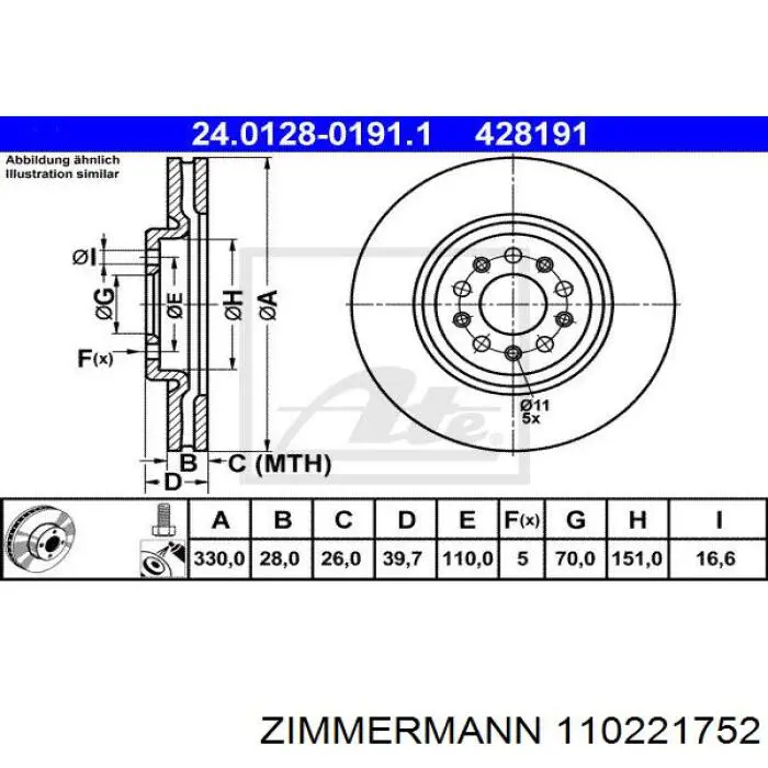 110221752 Zimmermann Гальмо дискове переднє