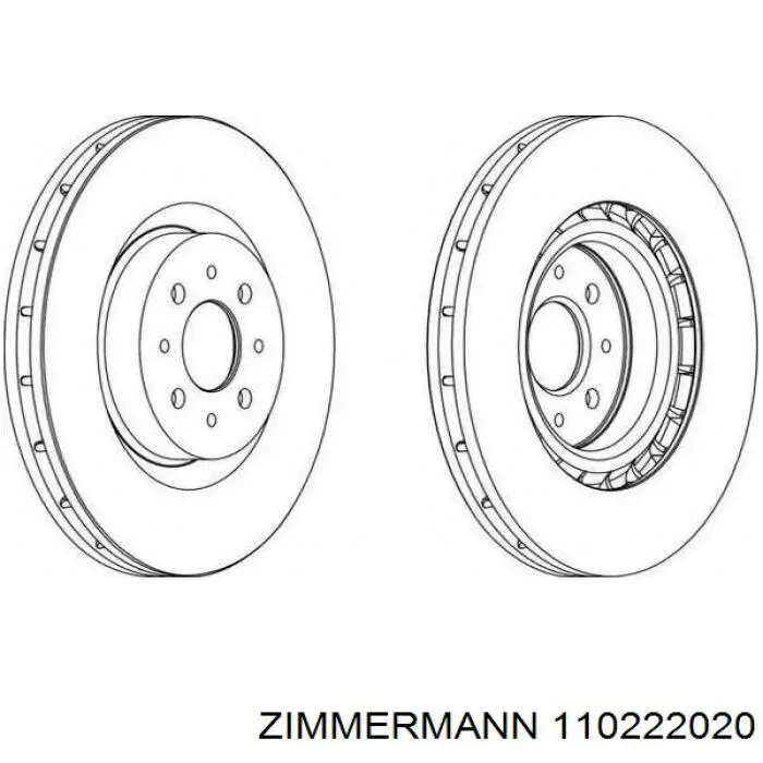 Диск переднього гальма Zimmermann 110222020 ціна, від 69.32 USD