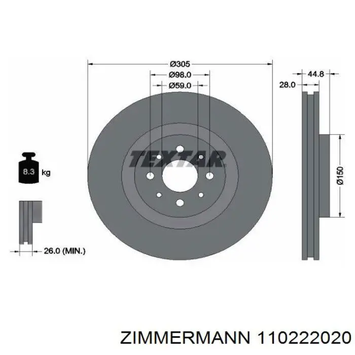 Купити 110222020 Zimmermann Ротор гальмівний