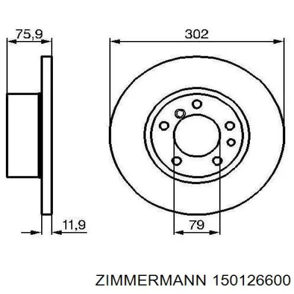 Диск переднього гальма Zimmermann 150126600 ціна, від 37.27 USD