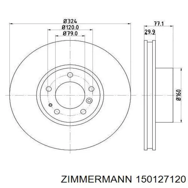 Диск гальмівний передній Zimmermann 150127120