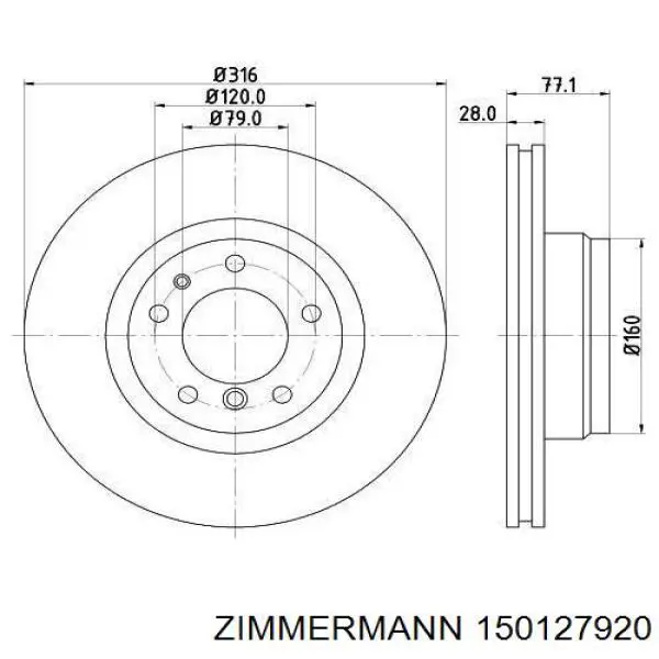Гальмівні диски передні 150127920 Zimmermann