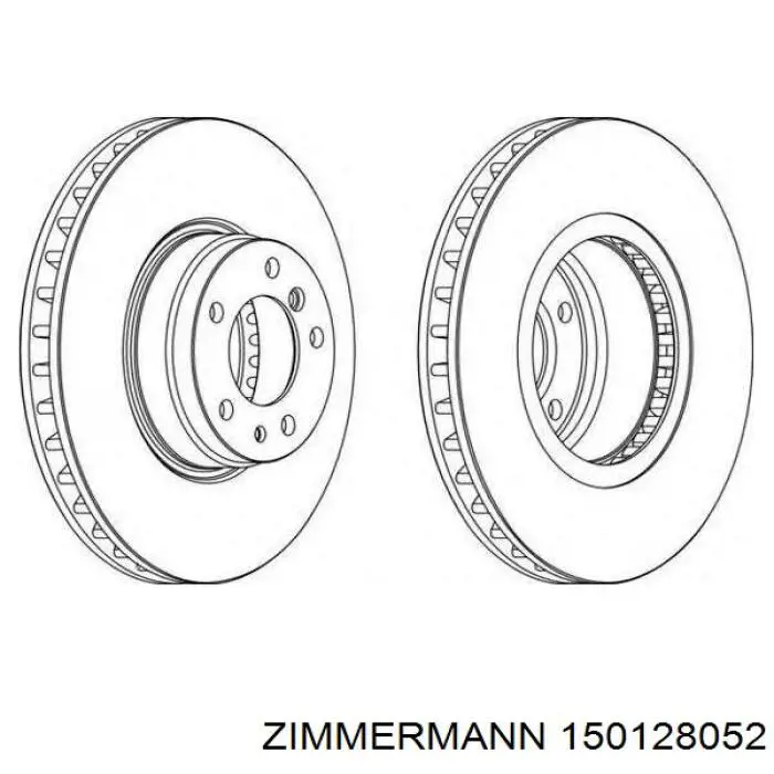 Диск переднього гальма Zimmermann 150128052 ціна, від 101.38 USD
