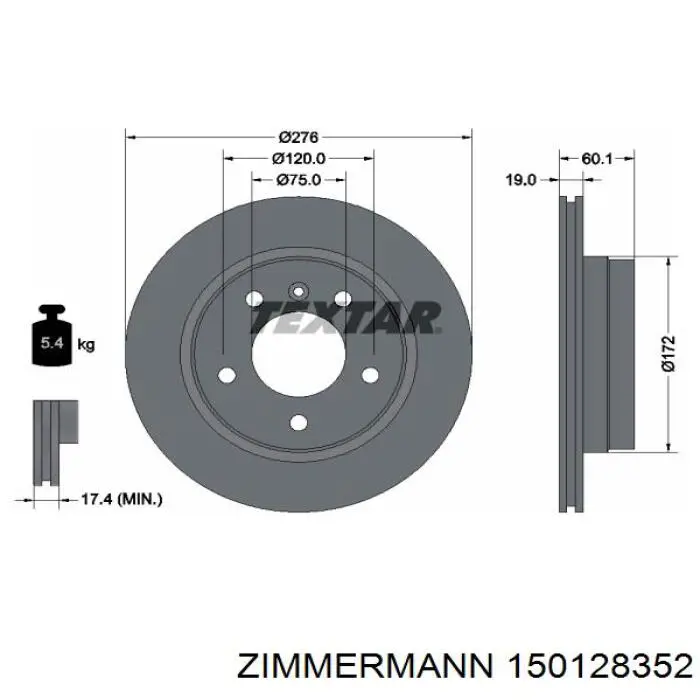 Задні дискові гальма Zimmermann 150128352 ціна, від 34.91 USD