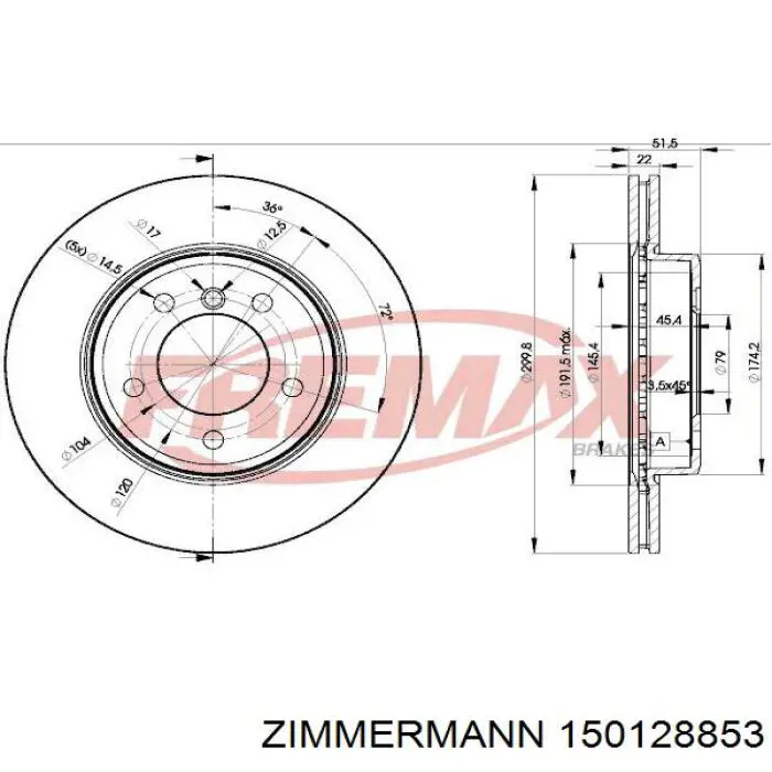 Купити 150128853 Zimmermann Ротор гальмівний