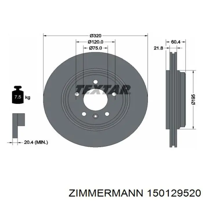 Задні дискові гальма Zimmermann 150129520 ціна, від 58.16 USD