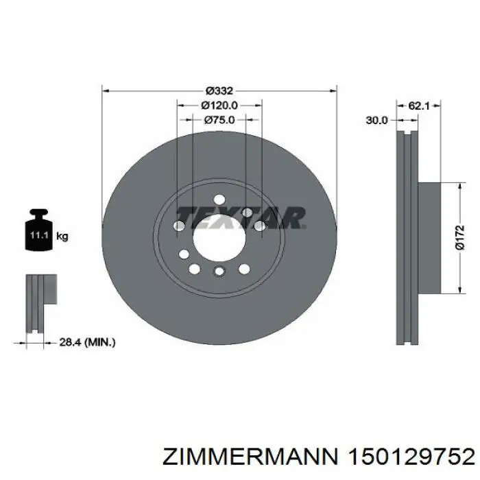 Диск гальмівний передній Zimmermann 150129752