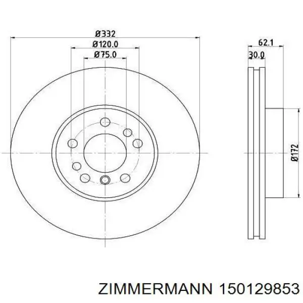 Диск гальмівний передній Zimmermann 150129853