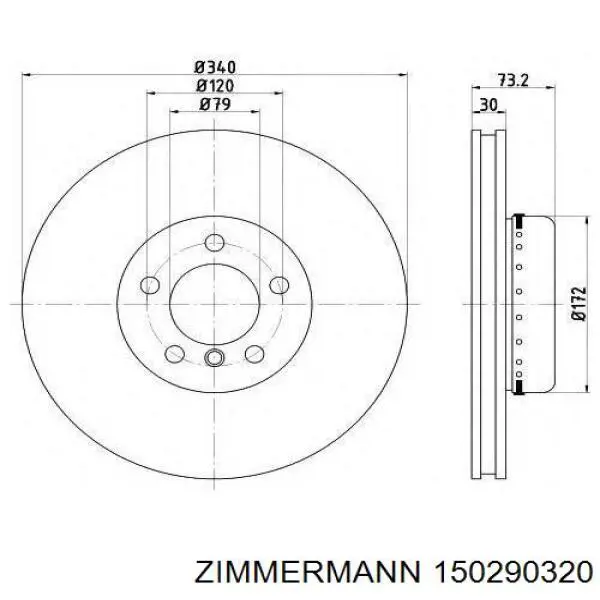 Диск переднього гальма Zimmermann 150290320 ціна, від 104.87 USD