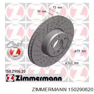 Диск переднього гальма Zimmermann 150290620 ціна, від 115.04 USD