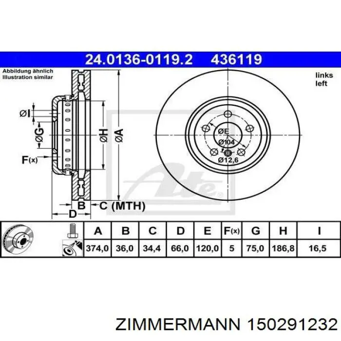 Купити 150291232 Zimmermann Ротор гальмівний